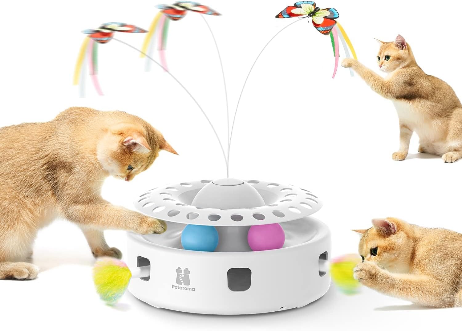 Potaroma Cat Toys 3in1 Automatic Interactive Kitten Toy: A Fun and Engaging Playtime Experience for Your Feline Friend
