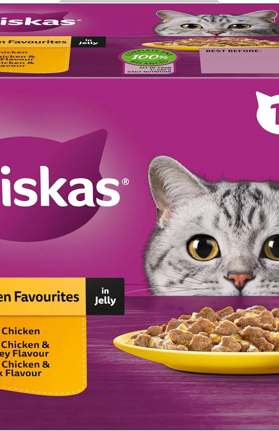 WHISKAS 1+ Years Wet Cat Food with Chicken Favourites in Jelly