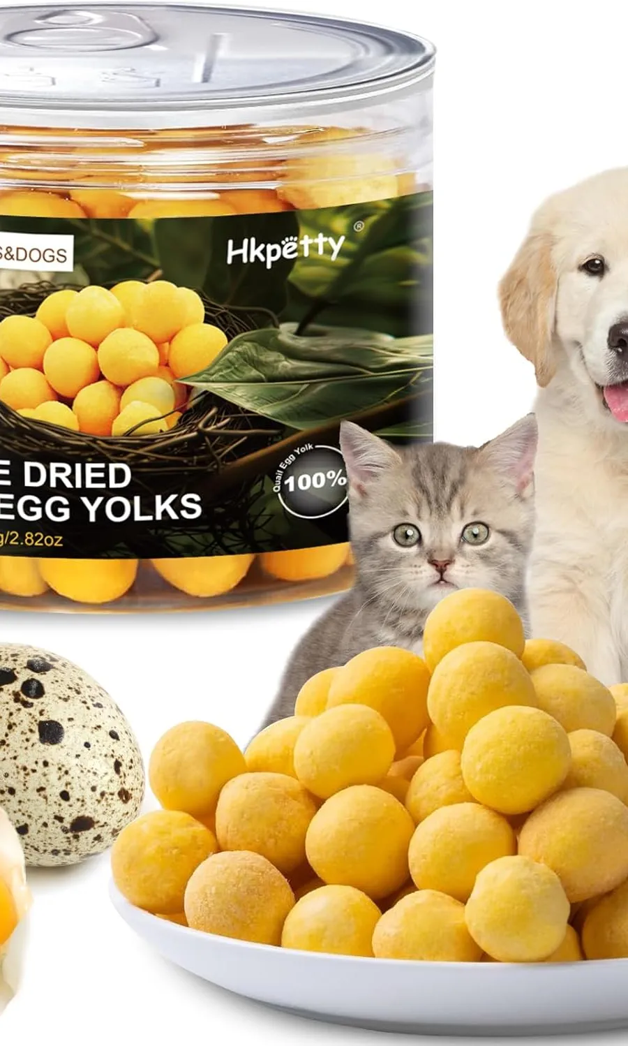 Hkpetty Freeze Dried Cat and Dog Treats Quail Egg Yolk